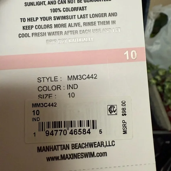 NWT Maxine of Hollywood tankini swim dress Size 10 Navy White - Picture 7 of 7